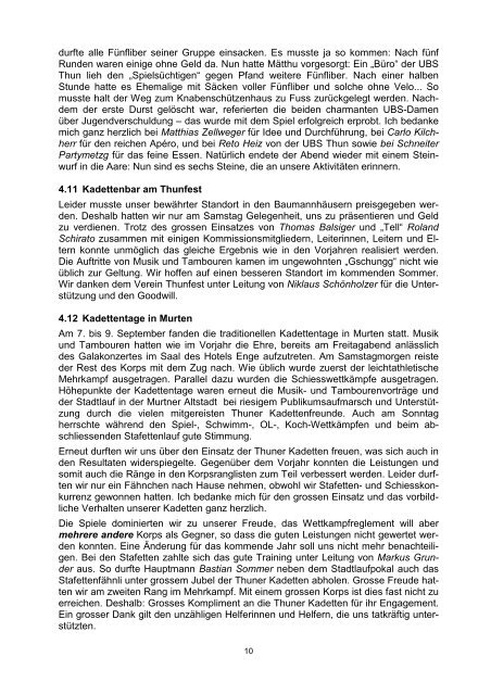 Jahresbericht 2007 - bei den Thuner Kadetten