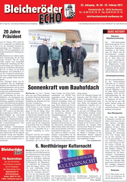 Bleicheröder Getränke Center - Nordhäuser Wochenchronik