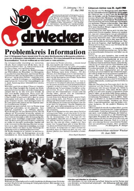 drWecker», Postfach 30, CH-3047 Bremgarten bei Bern - DigiBern