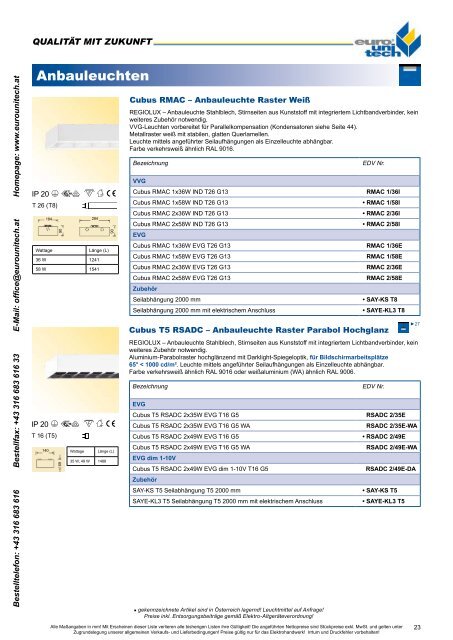 LICHT – KERNPROGRAMM 2008 M 2009 - Euro Unitech