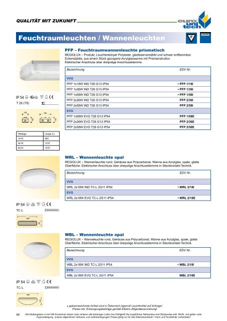 LICHT – KERNPROGRAMM 2008 M 2009 - Euro Unitech