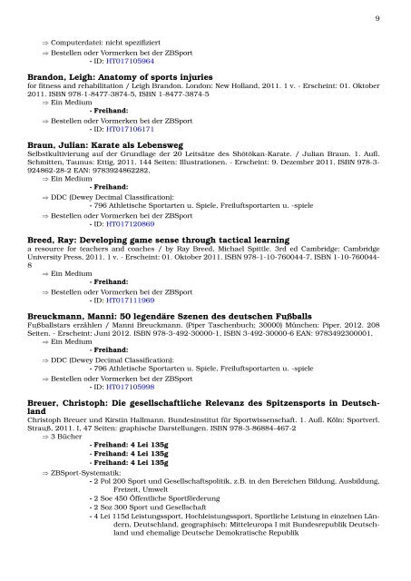 PDF Neukatalogisate 09. Februar 2012 - Zentralbibliothek der ...