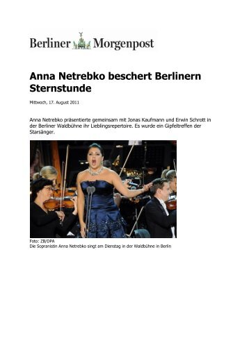 Anna Netrebko beschert Berlinern Sternstunde - Waldbühne Berlin