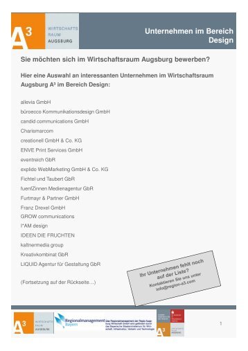 Design - im Wirtschaftsraum Augsburg.
