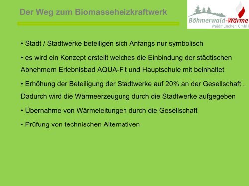 Böhmerwald-Wärme Waldmünchen GmbH - Regierung der Oberpfalz