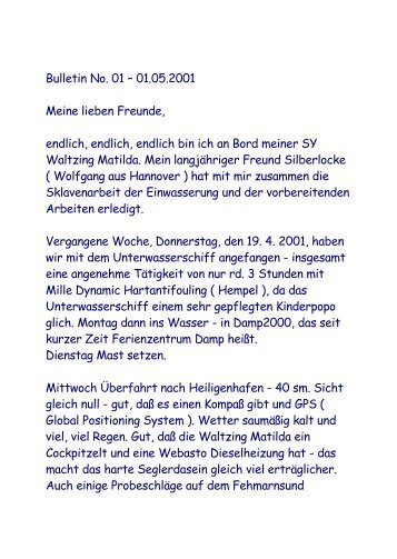 Bulletin No. 01 – 01.05.2001 Meine lieben ... - big-max-web.de