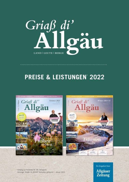 Griaß di' Allgäu Mediadaten 2022