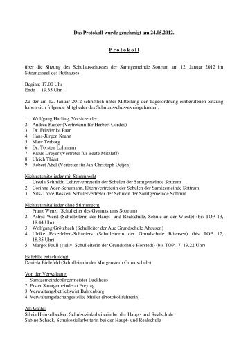 Schulausschuss am 12.01.2012 - Samtgemeinde Sottrum