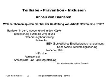 Abbau von Barrieren. Welche Themen spielen hier bei der ...