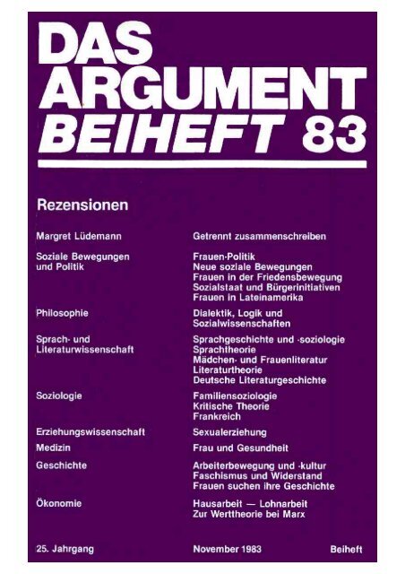 Das Argument B83 - Berliner Institut für kritische Theorie eV