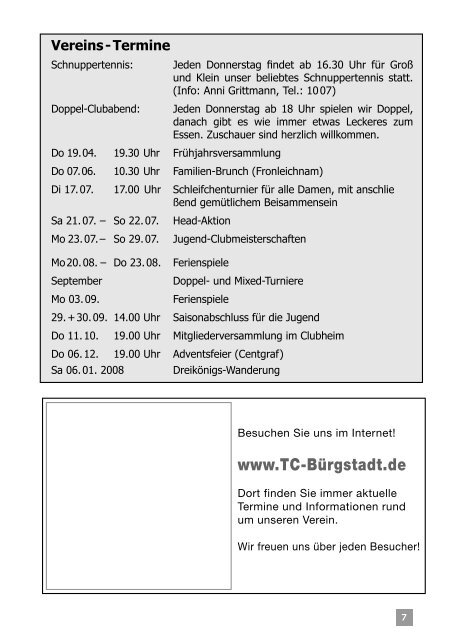 Clubzeitung 2007 - TC Bürgstadt