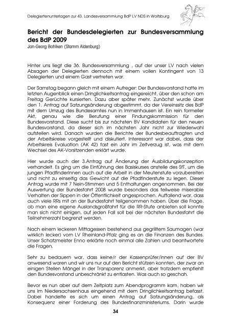 LV Heft 2010 - BdP - Landesverband Niedersachsen - Bund der ...