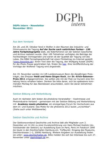 DGPh intern – Newsletter - Deutsche Gesellschaft für Photographie eV