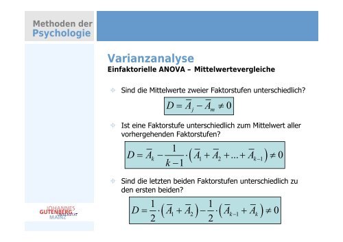 Methoden der Psychologie - Johannes Gutenberg-Universität Mainz