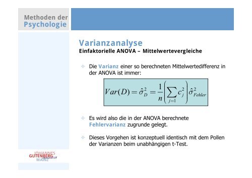 Methoden der Psychologie - Johannes Gutenberg-Universität Mainz