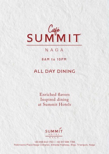 Cafe Summit Naga All-Day Dining Menu