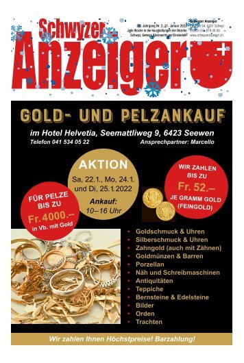 Schwyzer Anzeiger – Woche 3 – 21. Januar 2022