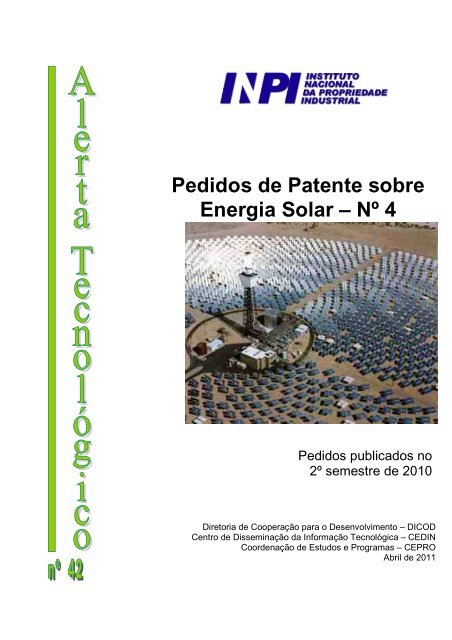 Pedidos de Patente sobre Energia Solar - Inpi