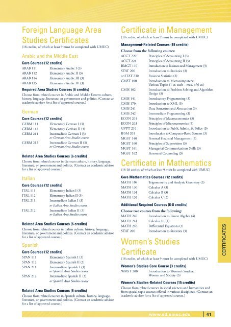 UNDERGRADUATE CATALOG - UMUC Europe