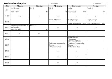 Wochen-Stundenplan - Biologie, Universität Ulm