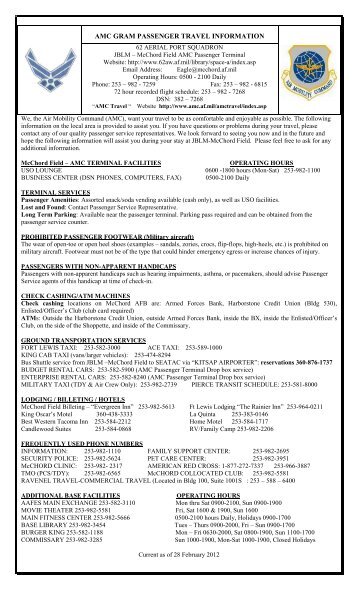 AMC GRAM PASSENGER TRAVEL INFORMATION