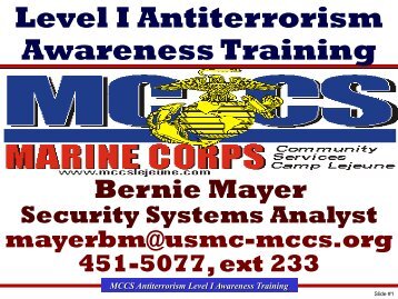 Level I Antiterrorism Awareness Training - MCCS Camp Lejeune