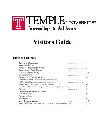 Visitors Guide Table of Contents - Netitor