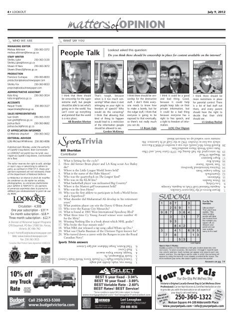 July 09, 2012 Volume 57 #28 - Lookout Newspaper