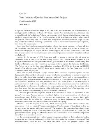 Vera Institute of Justice: Manhattan Bail Project