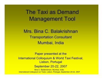 The Taxi as Demand Management Tool - Bina Balakrishnan