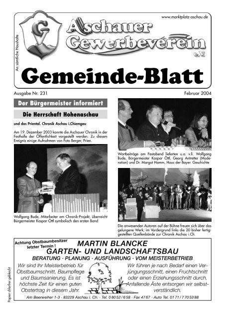 Gemeinde-Blatt Feb. «04 - Gewerbeverein Aschau