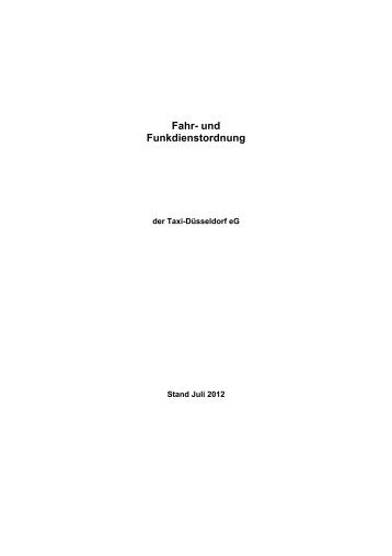 Fahr- und Funkdienstordnung 2012 - Taxi Düsseldorf eG