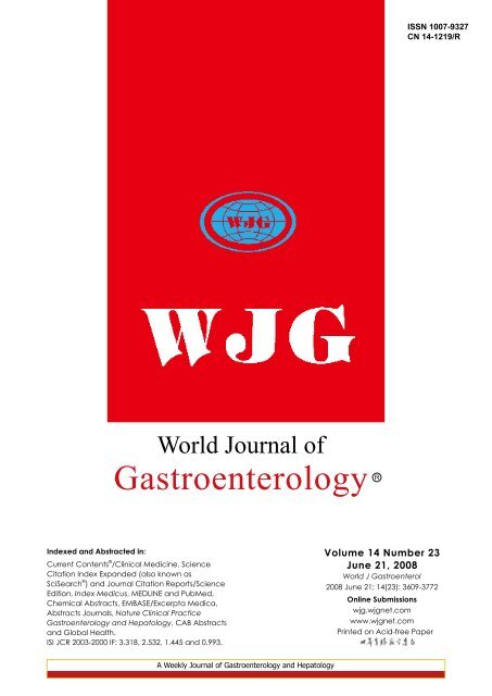 Gy Gastroenterology World Journal Of Gastroenterology