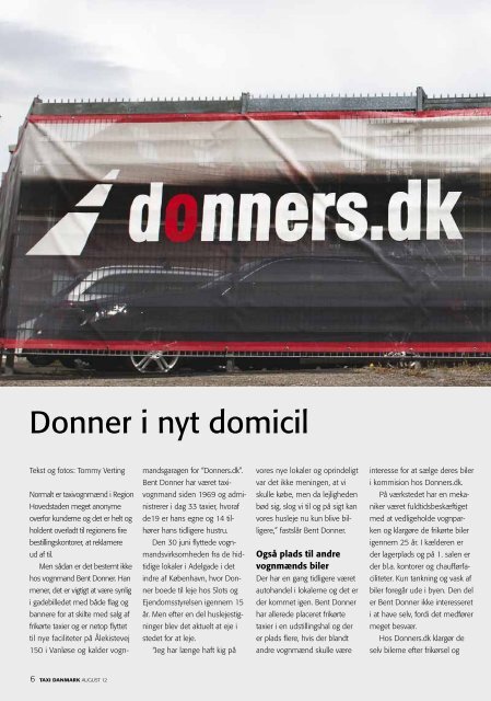 Donner i nyt domicil - TaxiDanmark