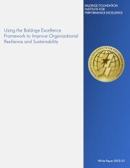 Using the Baldrige Excellence Framework to Improve Organizational Resilience and Sustainability