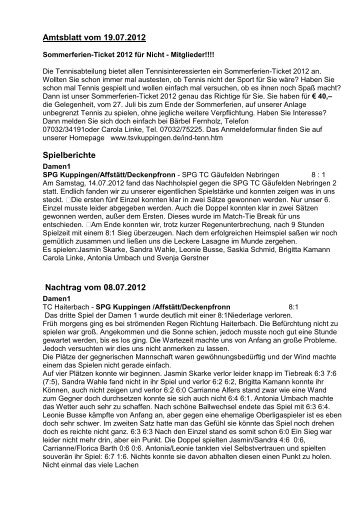 Amtsblatt vom 19.07.2012 Spielberichte Nachtrag ... - TSV Kuppingen