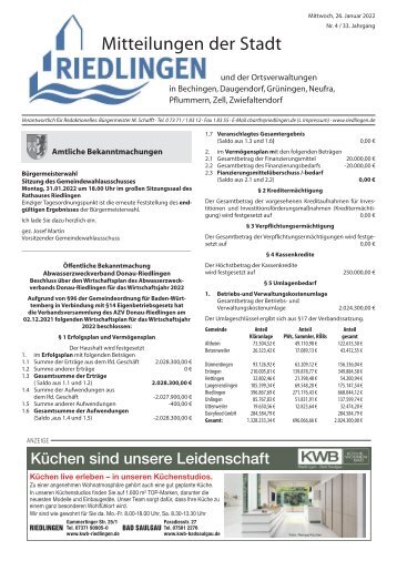 Amtliches Mitteilungsblatt Riedlingen 26.01.2022