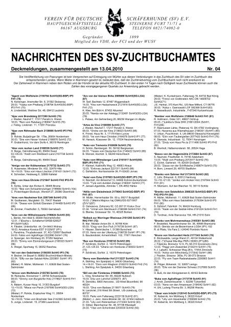 NACHRICHTEN DES SV-ZUCHTBUCHAMTES - Jacentus