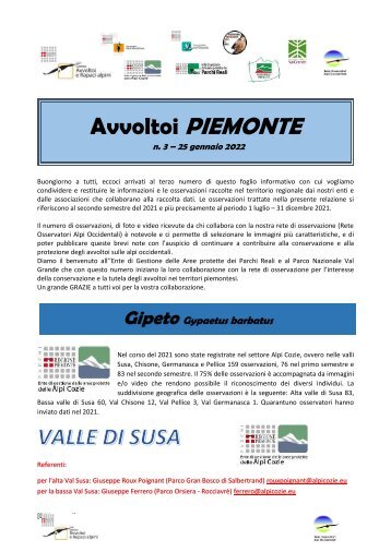 Avvoltoi Piemonte n.3 | gennaio 2022