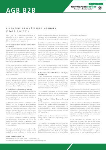 Allgemeine Geschäftsbedingungen für Geschäftskunden (B2B)