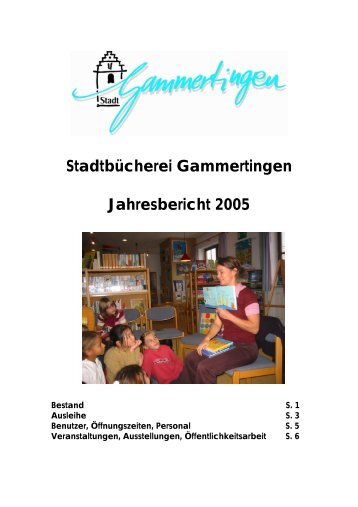 Stadtbücherei Gammertingen Jahresbericht 2005 - bei der Stadt ...