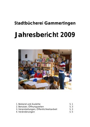 Stadtbücherei Gammertingen Jahresbericht 2009 - bei der Stadt ...