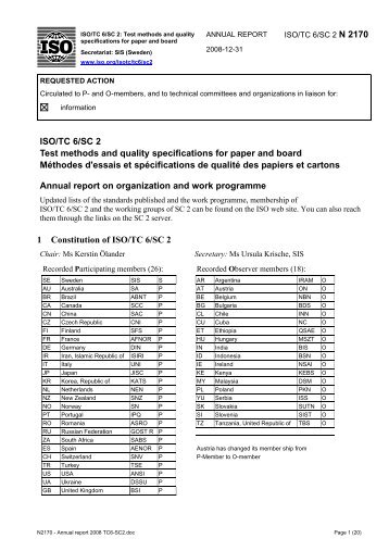 ISO/TC 6/SC 2 Test methods and quality specifications for ... - Tappi