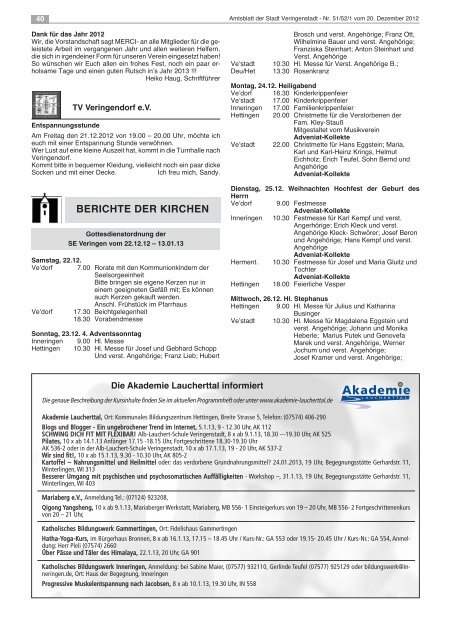 Notruf-Telefonnummern - Veringenstadt