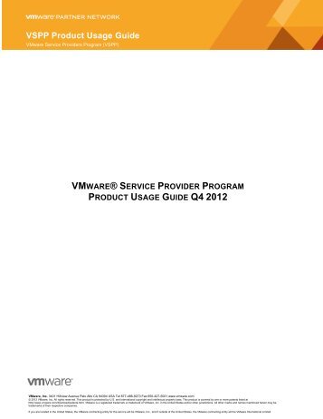 VSPP Product Usage Guide - VMware