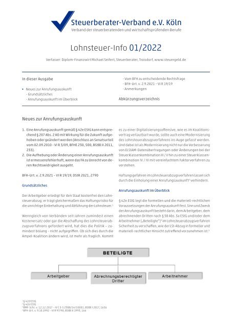 Lohnsteuer-Info 01 I 2022