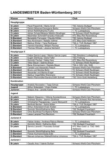 LANDESMEISTER Baden-Württemberg 2012 - Tanzsportverband ...