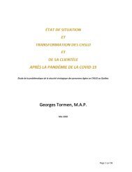 ETAT DE SITUATION ET TRANSFORMATION DES CHSLD ET DE SA CLIENTÃLE  APRÃS LA COVID-19 Ãtude de la problÃ©matique de la sÃ©curitÃ© virologique des personnes Ã¢gÃ©es en CHSLD au QuÃ©bec