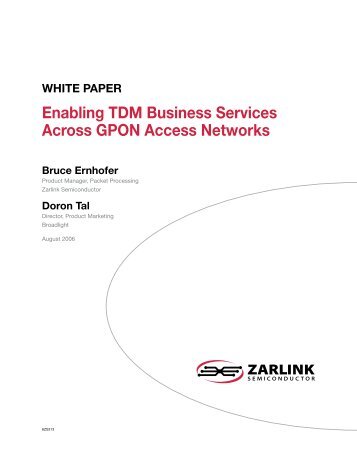 TDM Across GPON Whitepaper4 - Zarlink Semiconductor