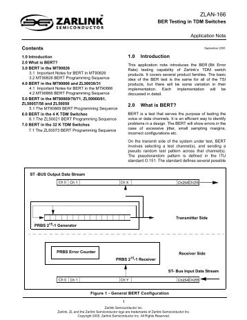 ZLAN-166 BER Testing in TDM Switches.pdf - Zarlink Semiconductor